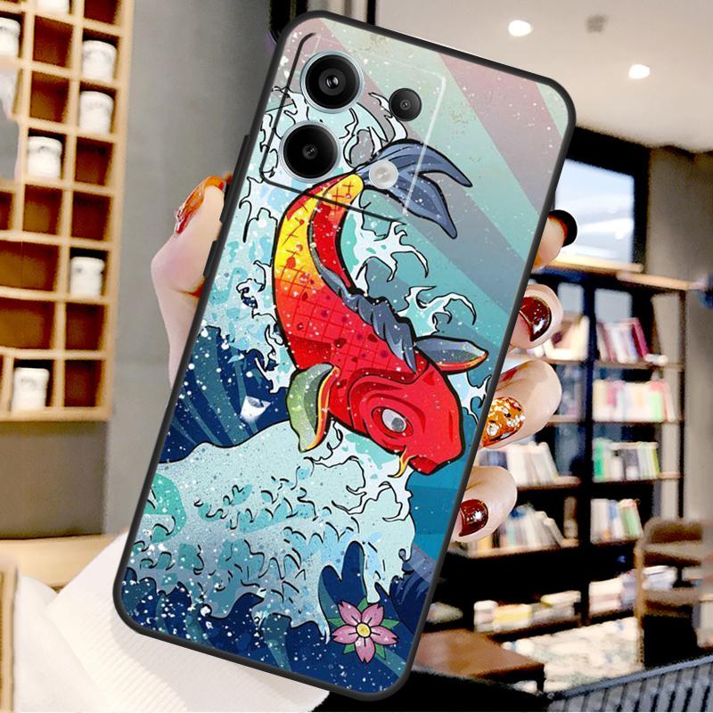 Tattoo Japanese Koi Dragon Wave For Xiaomi Redmi Note 14 Pro 9 10 11 12 13 15 Pro Plus Case For Redmi 15 15C 13C 12C 10C 14C