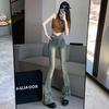 Women's Retro High-Waist Flared Jeans: Autumn/Winter Slim Fit Horseshoe Pants