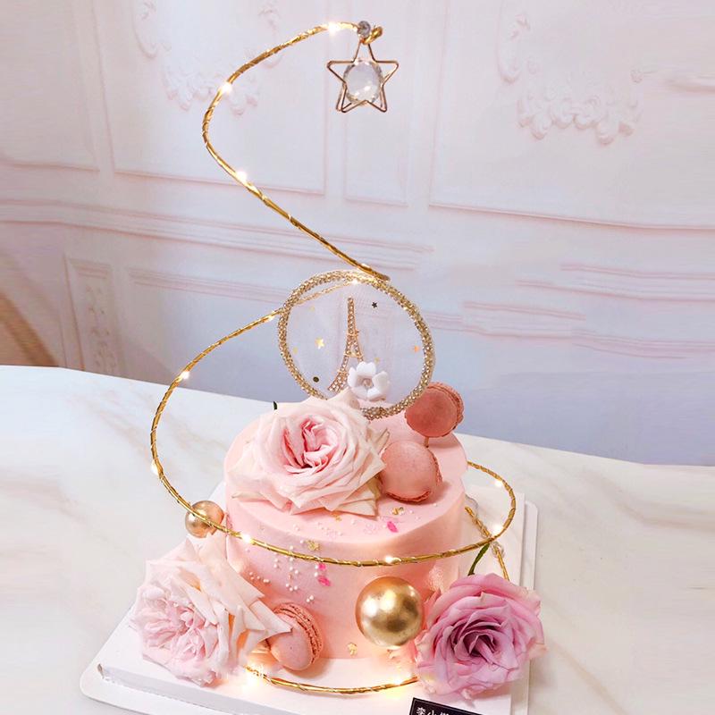 2 Lovely Cakes Decorated with Gold, Silver, Crystal, Stars, Circles, Wishing Trees, Dress Ornaments,