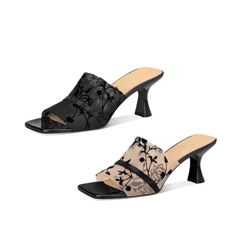 Fashion Women's Fashion Color Block Sexy Open Toe High Heel Sandals Summer PU  Outdoor Casual Party Dress Women's Slippers
