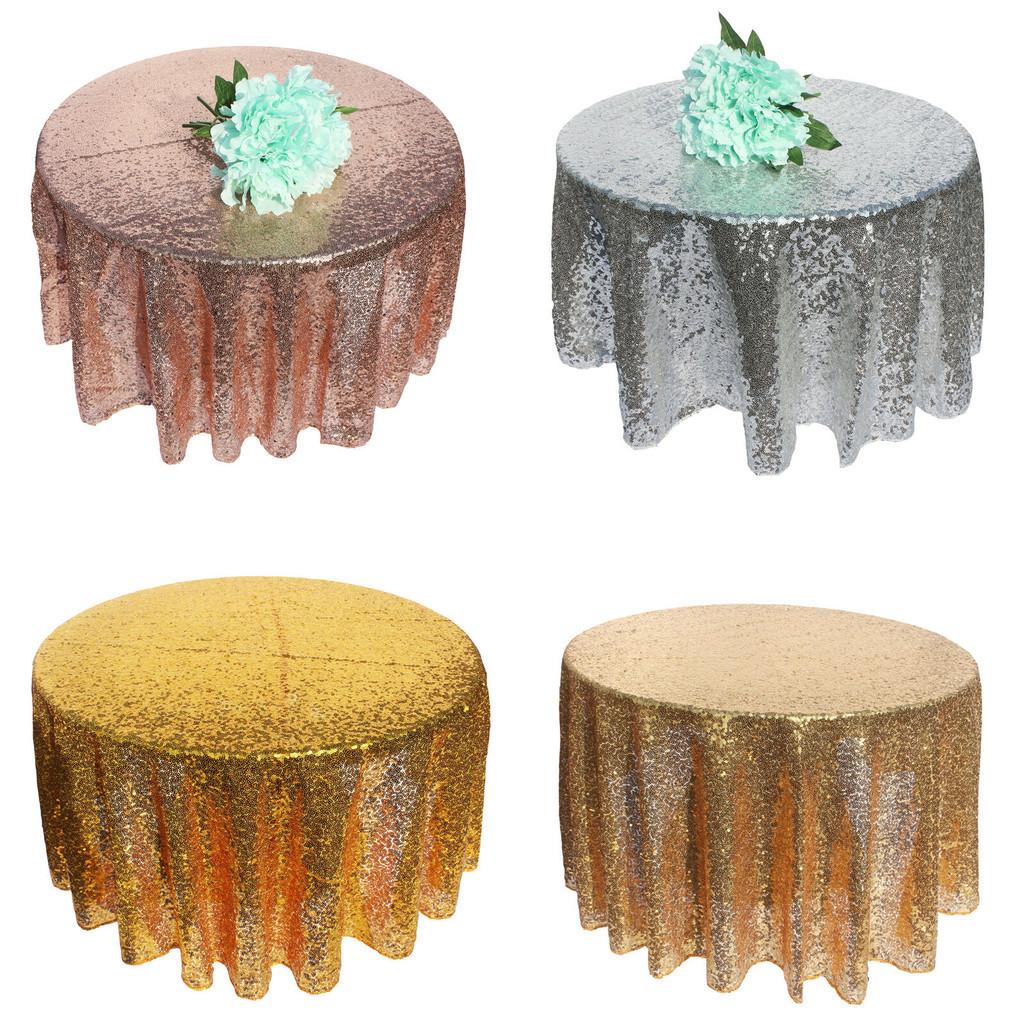 Elegant And Shimmering Sequin Tablecloth 48'' Round For Wedding And Dining Tables