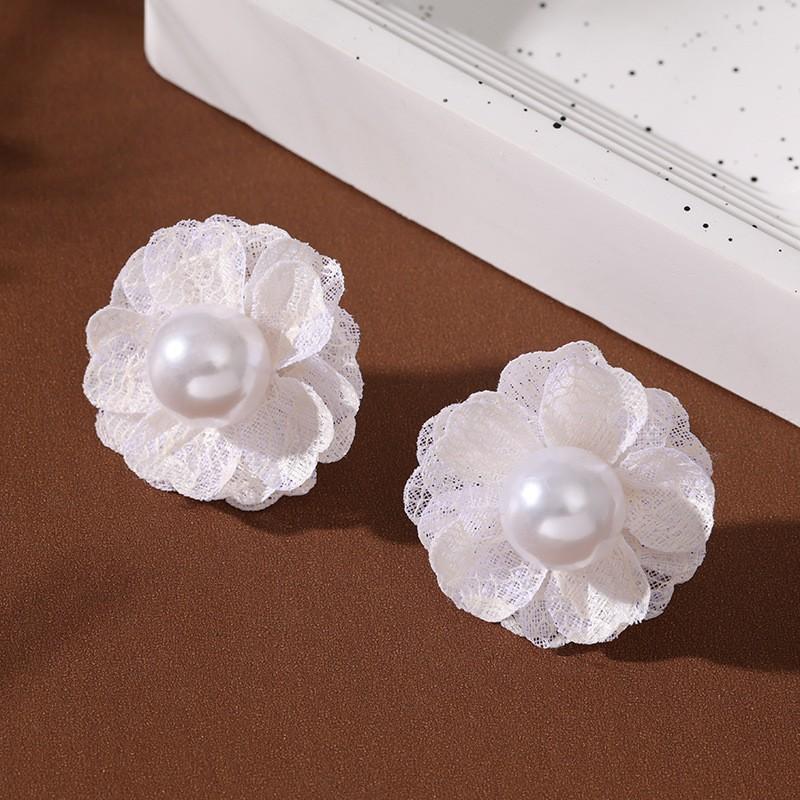 Garden Sweet Silk Fabric Flower Earrings - Elegant Stud Earrings for Women - Beach Style Ear Rings