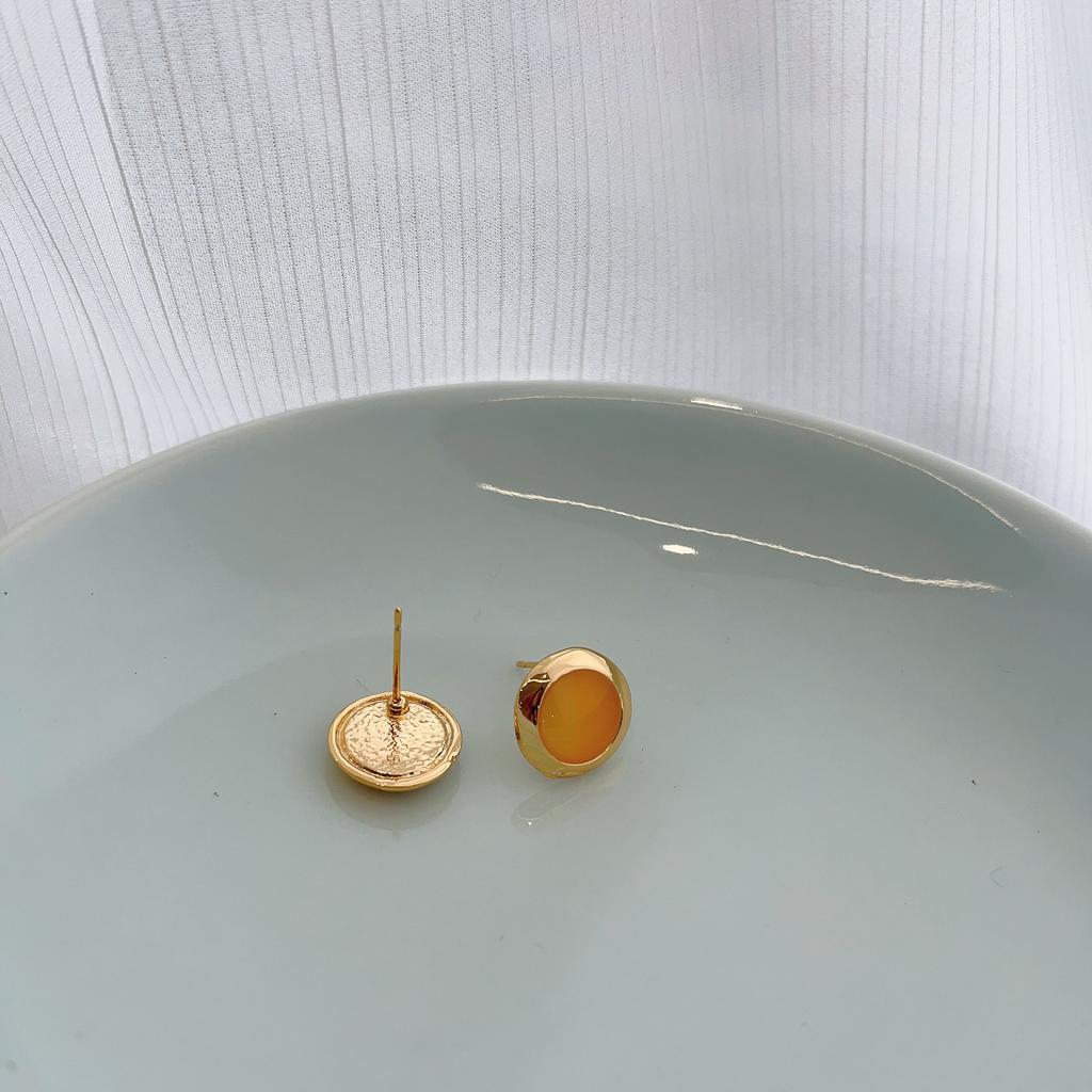 Opal Saplama Küpeler Kadınlık Mini Kompakt Küpeler Premium Yuvarlak Küpeler