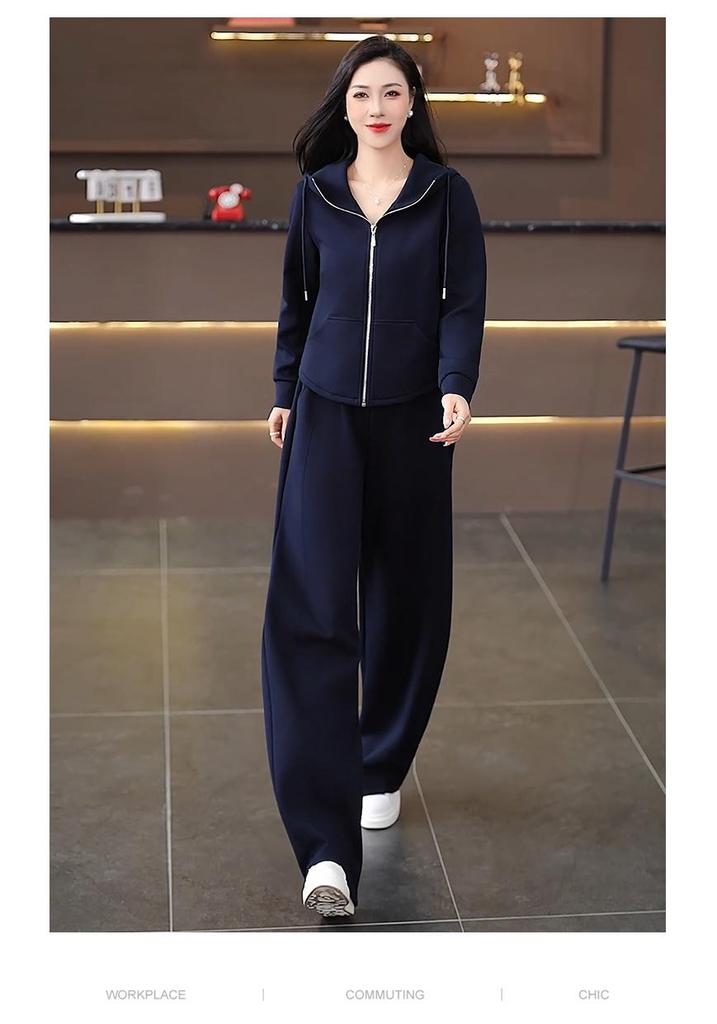 Women's Sporty Elegant Solid Color Hoodie Set - Spring/Autumn 2026 Collection