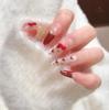 2026 Red Cat Eye Wearable Nail Art with Handmade Bow - Cute Student False Nails