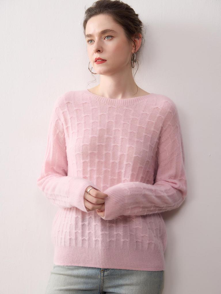 Women's 100% Pure Cashmere Knit Short Pullover - Autumn/Winter Korean Style Round Neck Sweater.