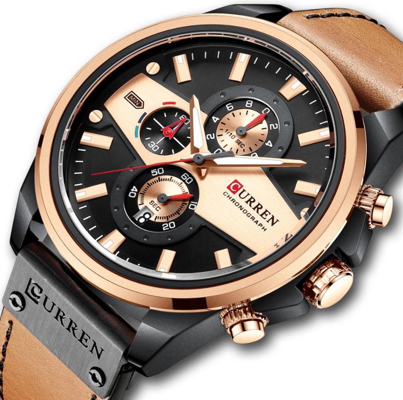 Ready to Ship CURREN Brand Chronograph Mens Leather Bracelet Sports Male Wrist Watch