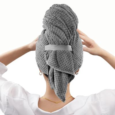 Stor absorberande hårhandduk, mjuk torkhandduk i mikrofiber med stretch för vått lockigt hår, långt hår, snabbtorkande mot krusning