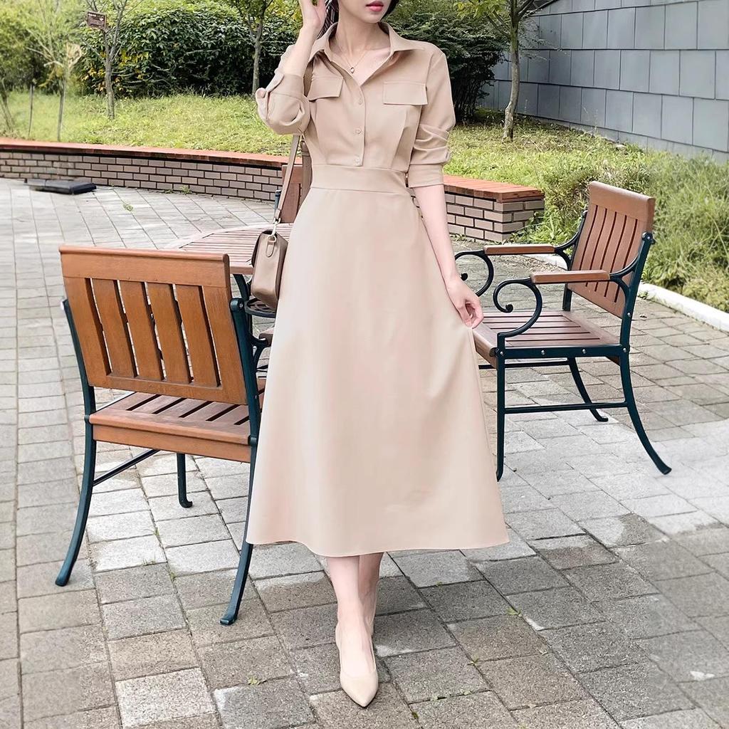 2026 Spring Korean Chic French Style Waist-Cinched Slimming Dress for Women