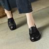 Nai Pai 2025 British style soft leather loafers women's thick heel soft sole one pedal small leather shoes medium heel single shoes