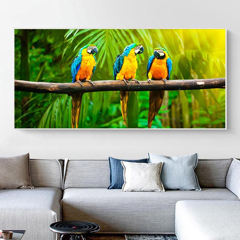 SPOLEHLIVÉ UMĚNÍ Barevní papoušci Plakáty a obrazy zvířat Obrazy na plátně do obývacího pokoje Domácí nástěnná dekorace Obrázky Bez rámu