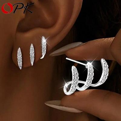 1 Pair Silver Color Women Claw Earrings Set Super Sparkling Synthetic Material Dazzling… More