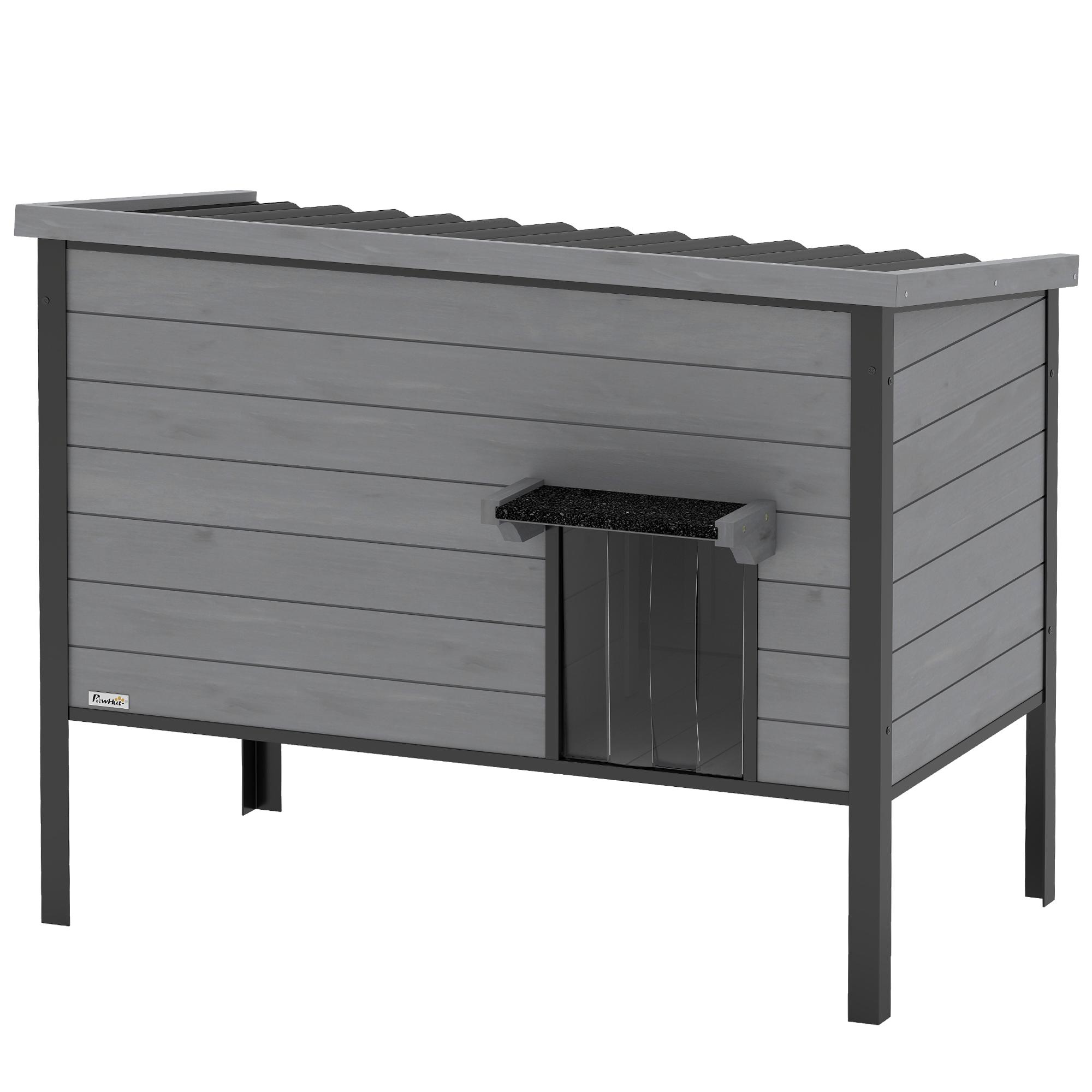 Maison pour Chat Étanche avec Toit à Rabat amovible Entrée par le Bas Pour 1 2 Chats Jusqu'à 12 Kg 85x55x70 Cm Gris Clair