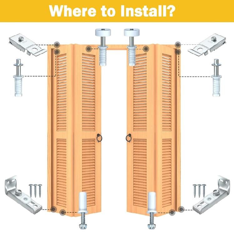 2Set Closet Door Hardware Repair Kits Top & Bottom Pivots,Bracket & Guide Wheels