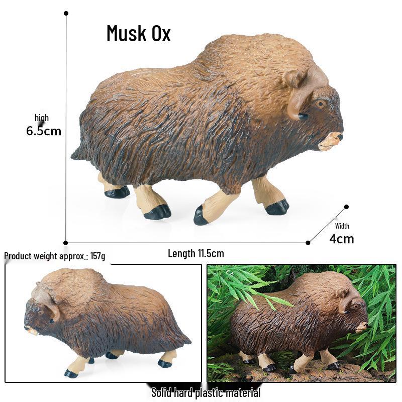 Children's Cognitive Animal Model Toy: Yellow Cow, Buffalo, Rhinoceros, Zebu, Bison, Bull Figurine.