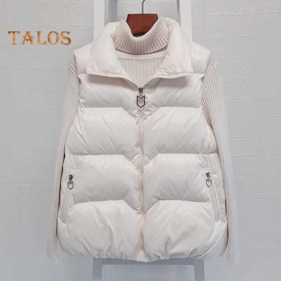 Women Winter Zip-up Vest Coat Thickened Padded Stand Collar Neck Protection Sleeveless Outerwear with Zipper Pockets Solid Color Keep Warm Waistcoat