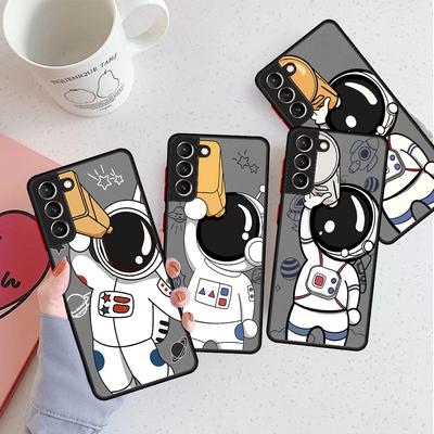 Astronaut Niedlich Matte Hülle Für Samsung Galaxy S22 S20 S21 FE S10 S9 Plus S8 Capa Note 20 Ultra 10 Lite Handyhüllen