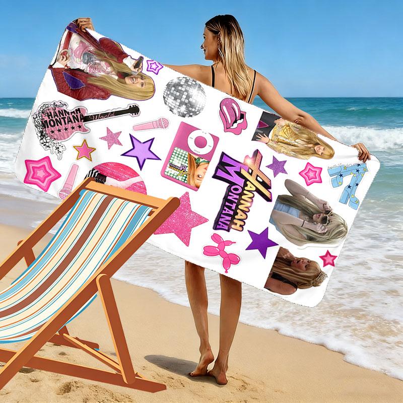 Miley Stewart Print Beach Towel, Large Soft Quick Dry Towel for Beach Camping Swimming