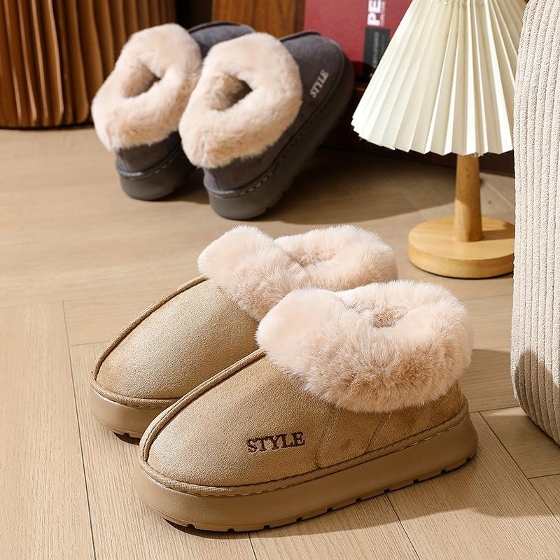 All-inclusive Suede Cotton Slippers Home Thickened Thermal Bag Heel Confinement Shoes EA Non-slip Snow Boots