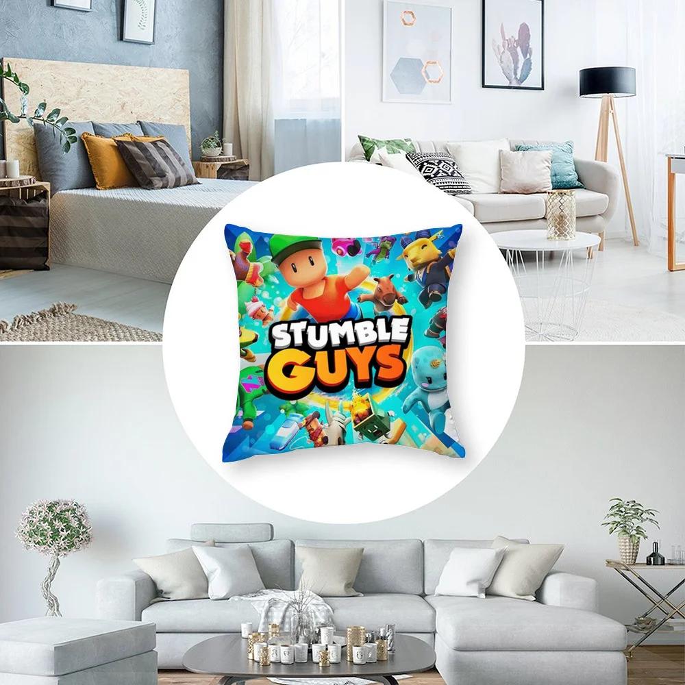 Pillow Sleeping Game S-Stumble Guys Ornamental Pillow Case Short Plush Sofa Decorative Gift Home Double-sided Printing Cushion