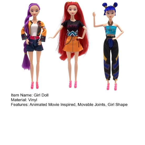 1/3Pcs 11-Inch Kpop Hunter Girl Doll Animated Movie Inspired Movable Joints Girl Action Figure Collectible Toy Decoration Ornament Fans Gift