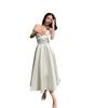 French Niche Dress, Women Can Usually Wear Fairy Dresses, Bow Ties, One-word Neck Tube Top, Photo Long Dress