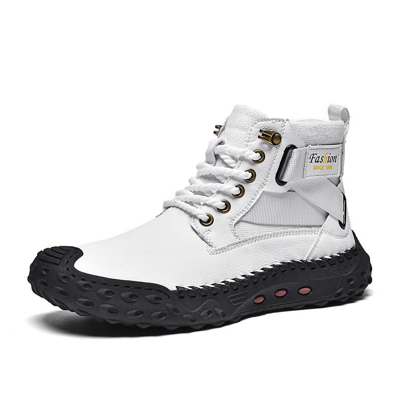 Hand-stitching Leather Men Boots Split Leather Casual Leather Shoes Men Ankle Boots