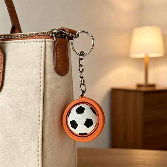 3D Printed Football Keychain, Mini Rotatable Football Fidget Keychain, Compact Stress Relief Sports Ball Key Chain for Keys Backpack Wallet Gift