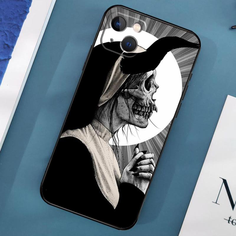 Satan Satanic Nun Phone Case For iPhone 15 14 Pro Max 11 13 12 Mini X XR XS Max SE 2020 7 8 Plus Cover Capa