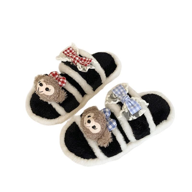 Versatile cartoon animation milk Huhu Mao Baotou drag women's shoes autumn and winter fashion casual style comfortable home slippers