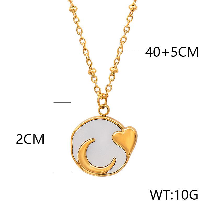 טיטניום פלדת טיטניום מעטפת לבנה ירח אהבה שרשרת תליון עגול