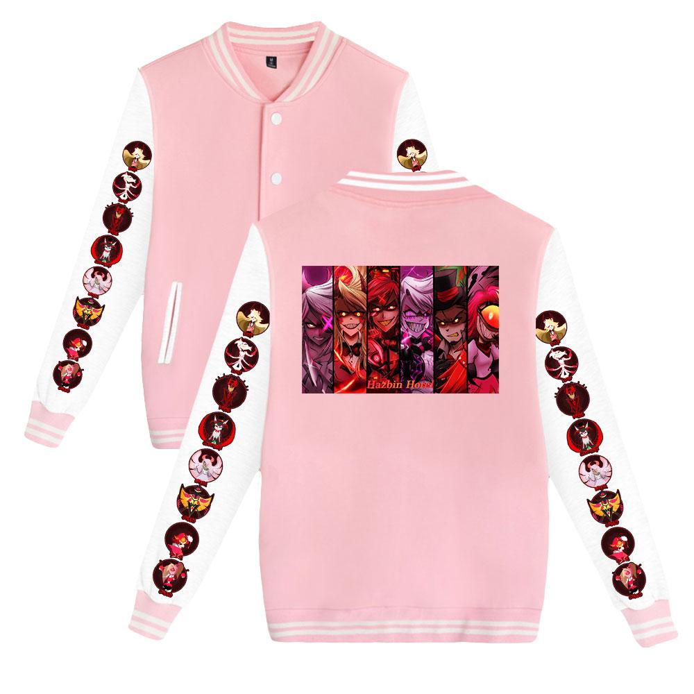 

Fashion Hazbin Hotel Jacket Women Men Oversized Fashion Baseball Coat Jacket Female Streetwear Spring Autumn Bomber Outwear XXS