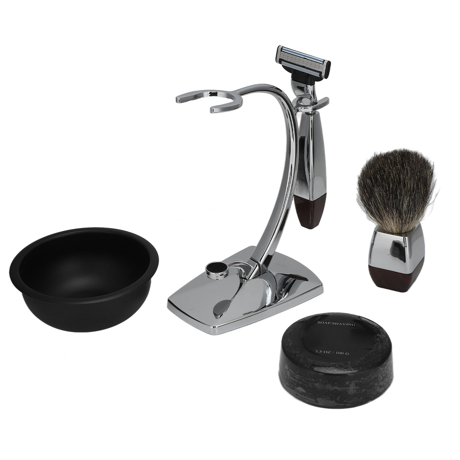 

5шт. Набор для бритья для мужчин, ручной набор для бритья, 100 г, мыло, бритва, помазок, подставка, держатель
