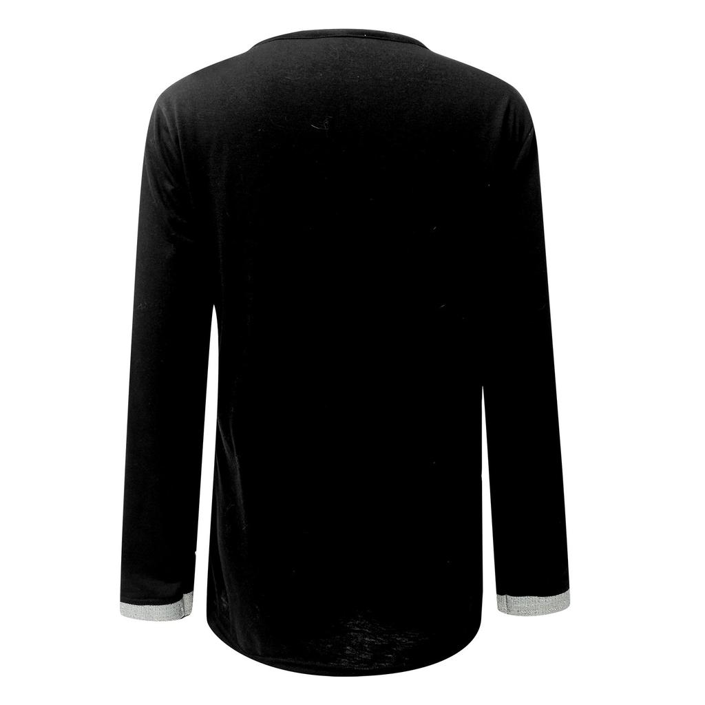 Women's Casual Fashion Printing Sequin V-neck Long Sleeve T-shirt Top