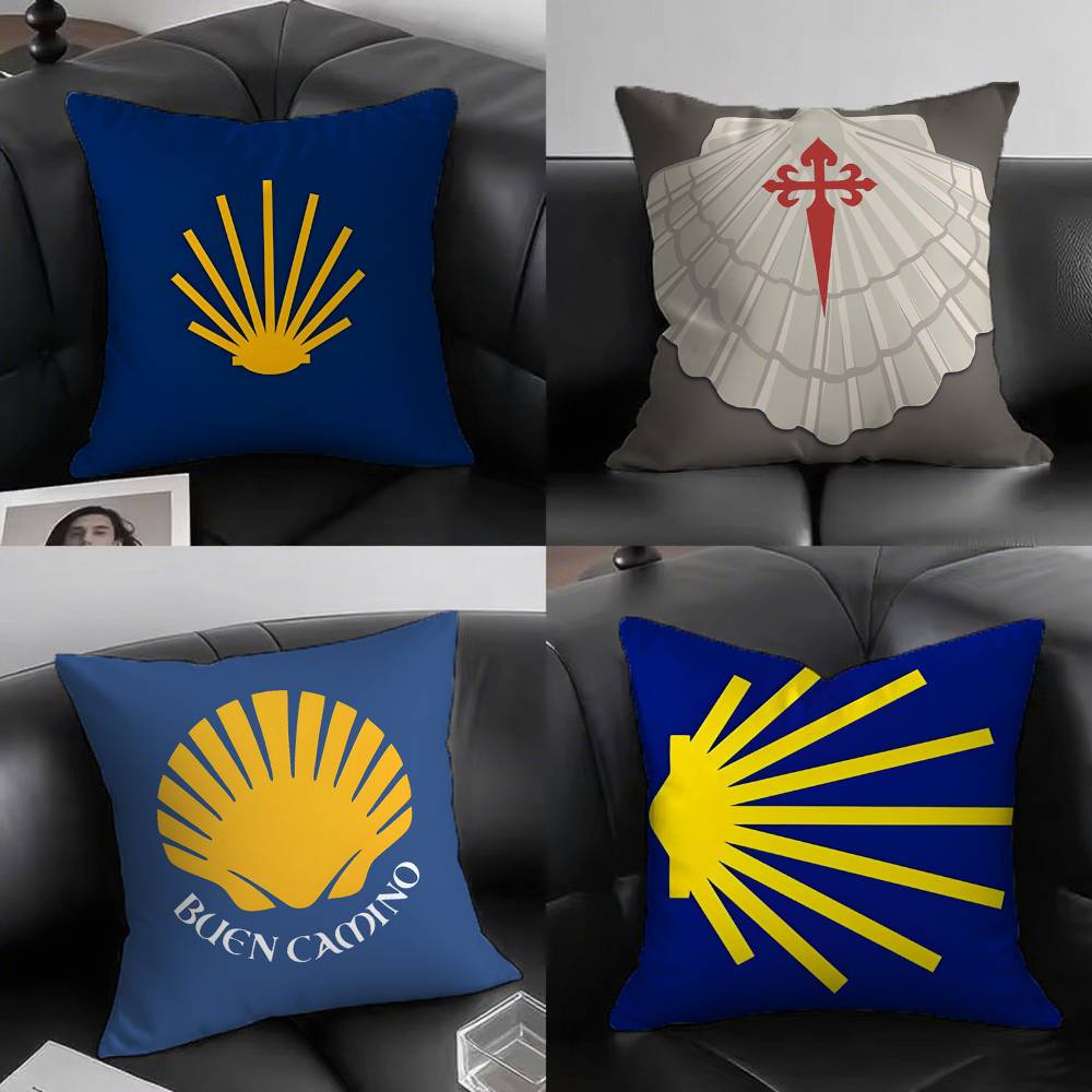 1pc Yellow Camino De Santiago Scallop Pillow Case Square Bedroom Sofa Leisure Comfort Cushion Car Living Room Home Decoration