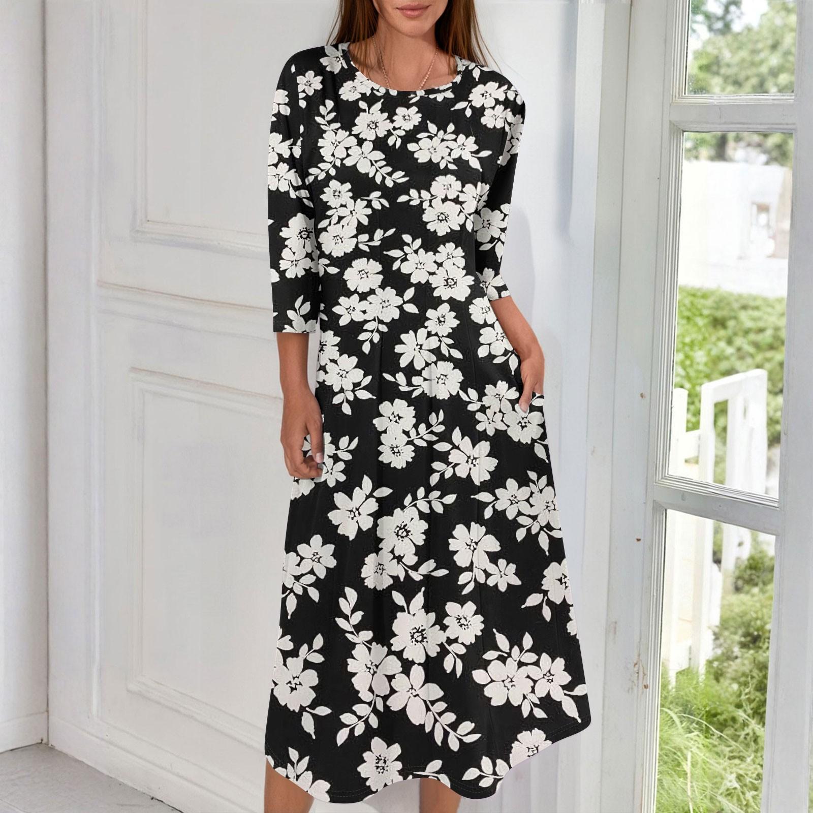 

Женское модное повседневное миди-платье с круглым вырезом и рукавами три четверти 140