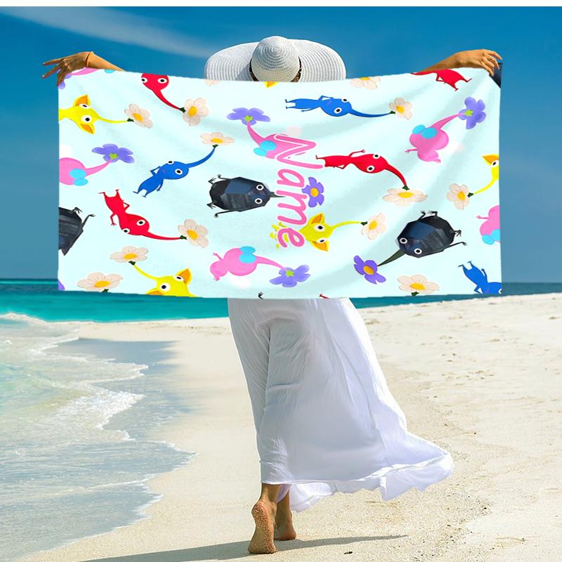 Personalized customized proof beach towel with Pikmin Pikmin pattern - soft, absorbent,quick-drying,perfect swimming,camping&bathing