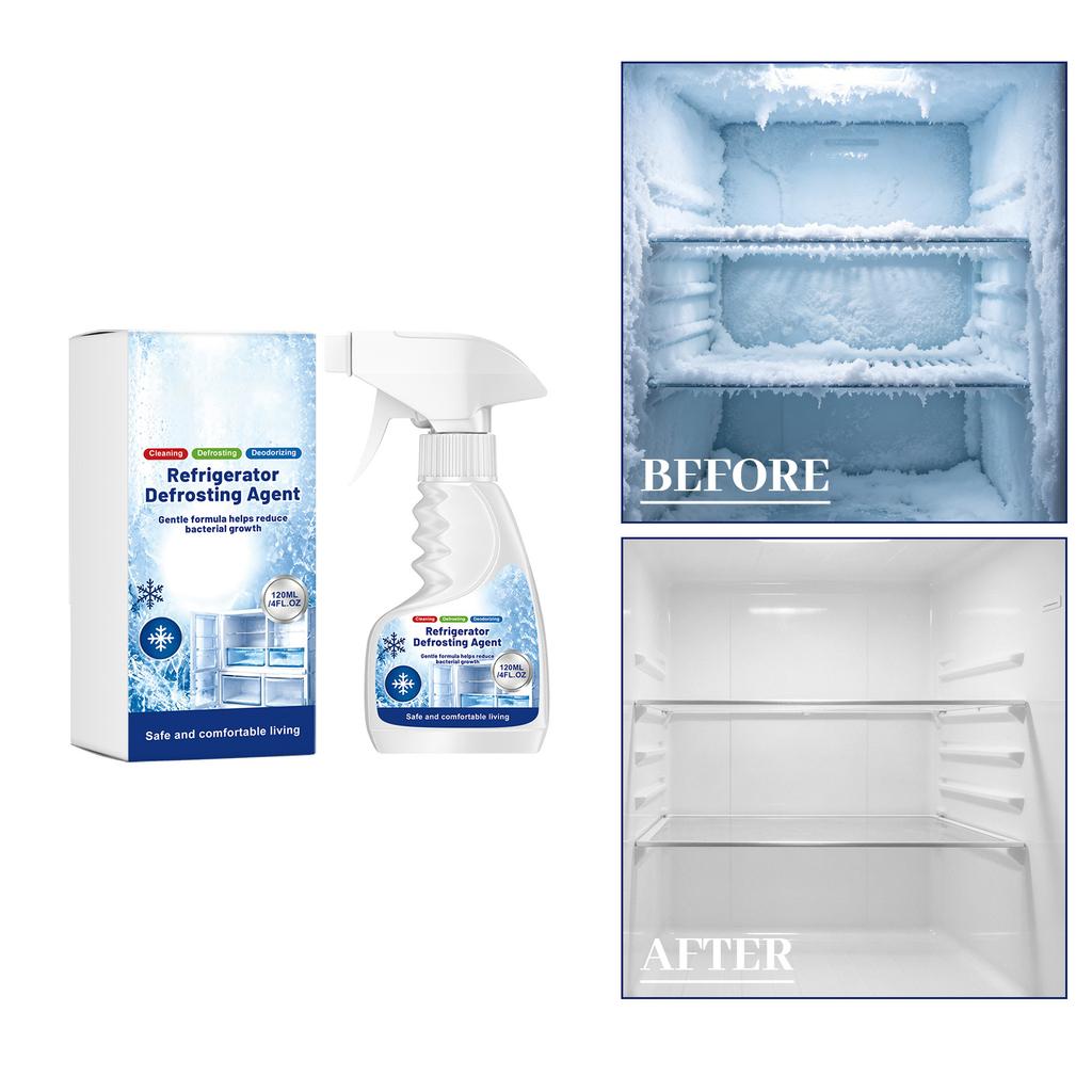 Refrigerator Defrosting Agent Spray 120ml Safe and Effective Ice Removal Cleaner for Frost and Ice Build-up In Freezers and Refrigerators