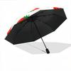 Bohemian Round Strawberry Pattern Red Artistic Print Folding Umbrella