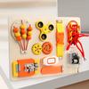 Wooden Hot Air Balloon Busy Board Sensory Play Toy with Locks, Gears Ropes, Orange Yellow Spring Theme, Ideal Birthday Gift for Youngsters