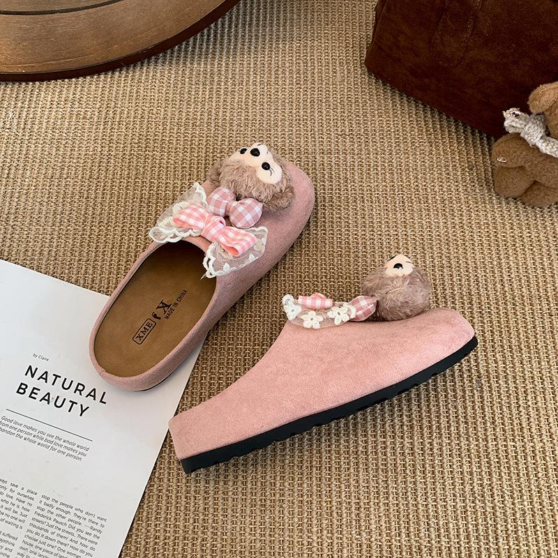Internet celebrity cartoon cute thick-soled bag head slippers women's summer wear 2025 new models with skirts versatile half-drag Birkenstocks