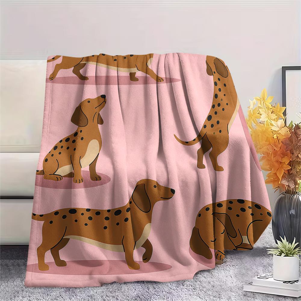 Pink background cat dog Print Flannel Blanket,High quality Comfortable for All Seasons,Home Decor,Warmth and Comfort,Perfect for Christmas Gifts