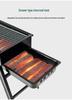 Portable Outdoor Folding Charcoal BBQ Grill with Skewer Rack for Camping