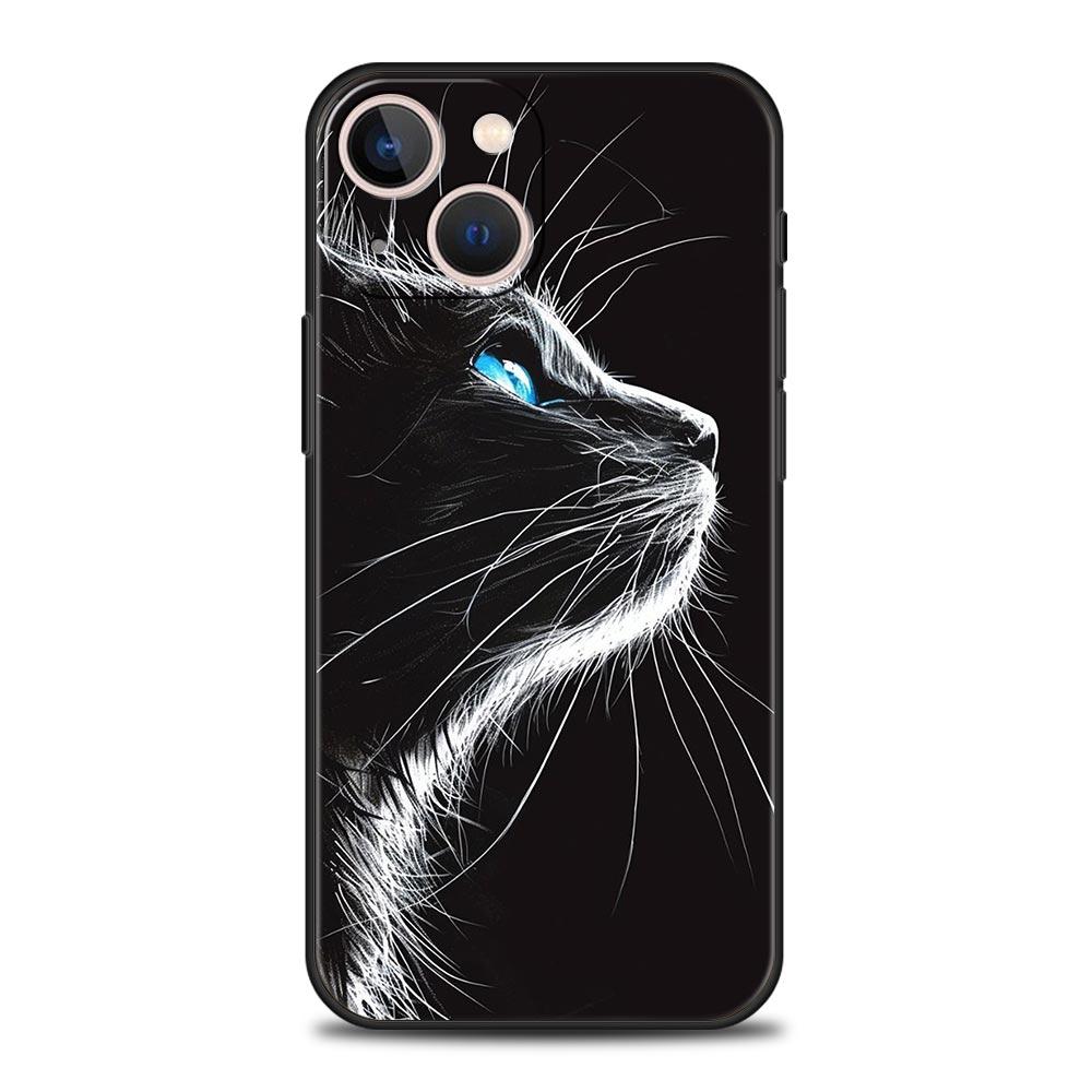 Cat Line Black Cats Phone Case For iPhone 17 16 15 Pro Max 11 12 13 14 7 8 Plus SE 2020 X XR XS Cover Soft Black