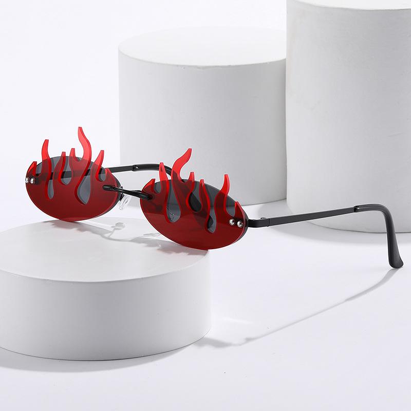 Hip Hop Flame Sunglasses Isn'T Double Lens Glasses, Funny Contrasting Sunglasses Women