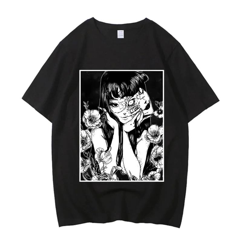 Junji Ito tričko dívka Trendy 80. léta Univerzitní Grafické Barevné estetické tričko Univerzitní anime 2000. léta Punk Pastelové kawaii