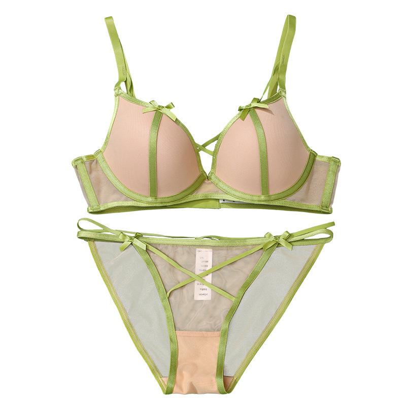 

Французское сексуальное нижнее белье летнее тонкие бретельки бантик кружевное нижнее белье маленькая грудь сборка против отвисания бюстгальтер 85C