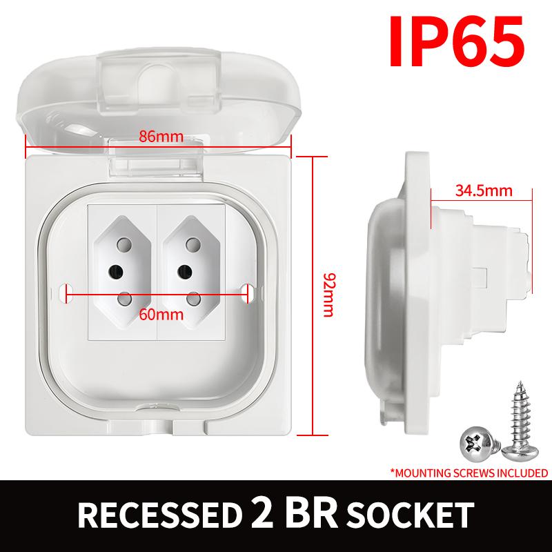 IP65 Waterproof Outdoor Socket, 16A High Power Wall Plate, 250V US/Thai Style 10A Receptacle, Bathroom & Weatherproof Electrical