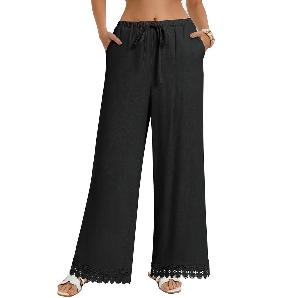 Women's Casual And Fashionable Color Loose Pants With Pocketes