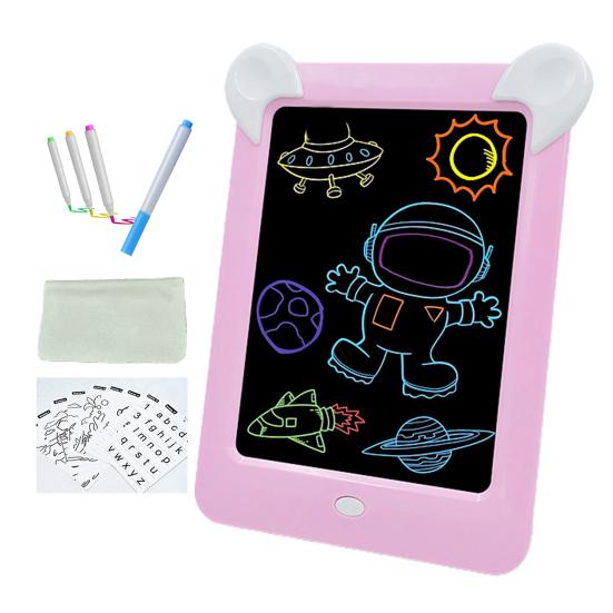 

1 комплект доски для рисования, цветная подсветка, защита глаз, пластиковая 3D детская волшебная доска для рисования, детская игрушка розовый